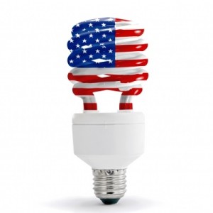 American Flag On Energy Saving Lamp by domdeen
